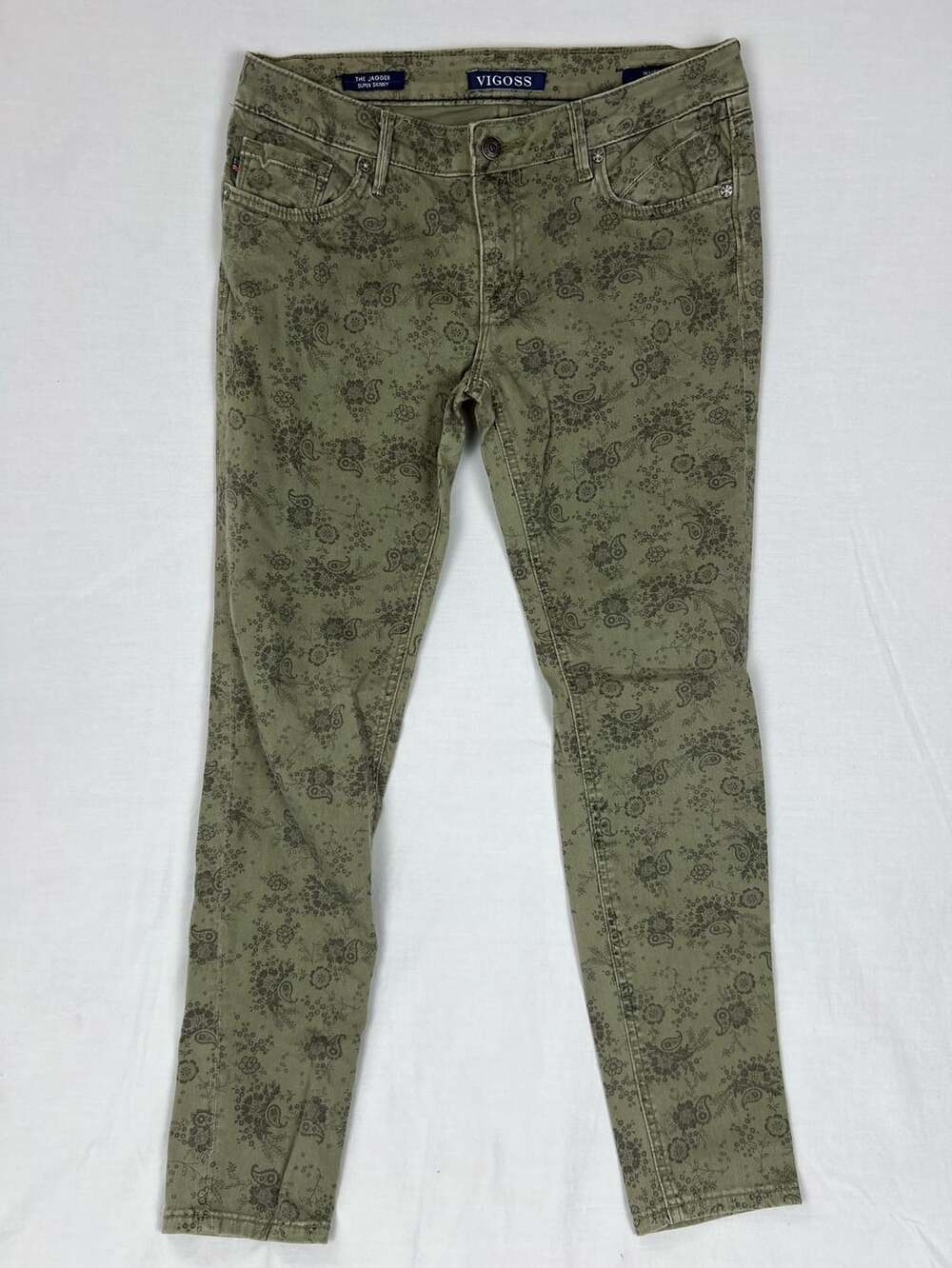 Vigoss The Jagger Super Skinny Green Paisley Pants